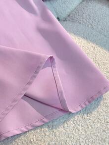 Franclia French Elegant Round Neck White Double-Row Bubble Pearl Ruffle Sleeve Blouse, Purple Ladies' Spring/Summer Graceful Shirt Lilac Top Chiffon Blouses For Women Light Purple Top Purple Blouses Lavender Blouse - Lilac Purple - View 5