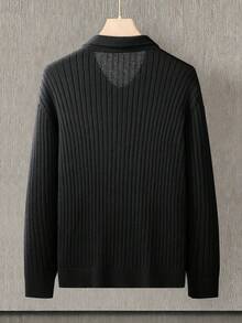 Claim Dot Áo khoác cardigan nam màu trơn, kiểu dáng thường ngày, đa năng cho mùa thu/đông. - màu đen - Xem 9