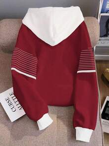 Resyla 女士条纹爱心印花撞色卫衣 - 彩色 - 查看 2