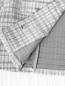 SHEIN 两件套女童优雅粗花呢短款西装外套+无袖修身连衣裙套装，春秋季时尚穿搭 - 黑與白 - 查看 8