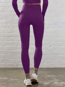 Musera Sport Solid Sports Leggings With Jacket - Violet Purple - View 4