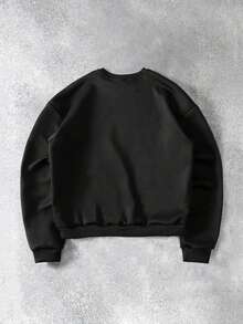 ROMWE MEN Men's Patchwork Contrast Color Pullover Sweatshirt, Loose Fit