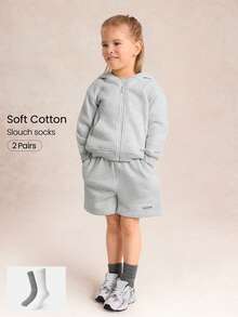 Bộ 2 đôi tất trẻ em Cozy Glow mềm mại, thoải mái, không đường may, có logo ở ngón chân, kiểu dáng rộng rãi, thích hợp cho hoạt động ngoài trời và hàng ngày. - Màu xám - Xem 8