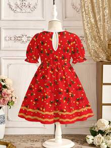 SHEIN Đầm công chúa kiểu dáng vintage dễ thương với họa tiết ngôi sao và hoa hồng, thích hợp cho bé gái mặc thường ngày vào mùa xuân/hè. - Nhiều màu - Xem 3
