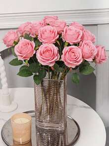 3 pièces/6 pièces Roses artificielles flamboyantes, fleurs de simulation, roses, décoration de la fête des mères, décoration de la saison des mariages, décoration de la saison des remises de diplômes, décoration de dîner aux chandelles, décoration de dortoir scolaire et de bureau, décoration de fête extérieure, fête d'anniversaire, décoration d'entrée de maison, d'hôtel, de restaurant, de salon, de chambre, de banquet de mariage, de cuisine, de jardin, décoration pour toutes les saisons - Multicolore - Voir 5