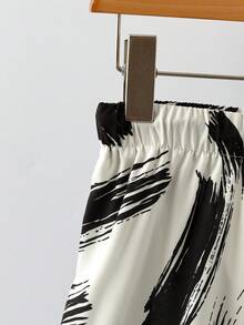 GlowEve 女士优雅百搭黑白印花阔腿轻便休闲裤，适合通勤和度假穿着 - 彩色 - 查看 4