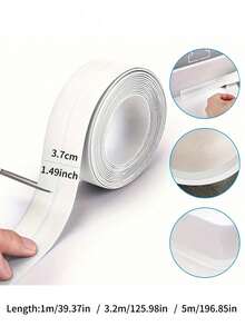 1卷1.5英寸/3.7厘米白色地板密封胶，密封条，防水防霉密封胶带，装饰接缝密封胶，厨房台面防水密封胶带，浴室瓷砖密封胶，墙角装饰条，易于使用的浴室配件和浴室工具 - 白色 - 查看 11