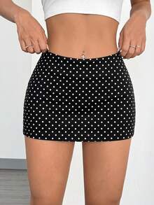 Comfortcana 2 pièces Jupe super minimaliste à pois noir et blanc, bas à pois, polyvalente et douce pour l'été - Multicolore - Voir 3