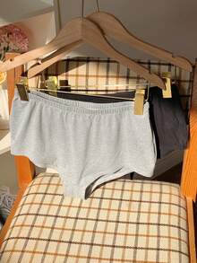 CovetEZ 2条装女士休闲弹力腰纯色短裤，适合日常通勤和夏季穿着 - 彩色 - 查看 1