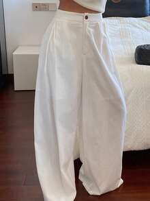 DAZY 女士宽松休闲白色阔腿裤