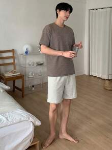 DAZY Men's Striped Short Sleeve T-Shirt And Shorts Pajama Set, Summer - Multicolor - View 5