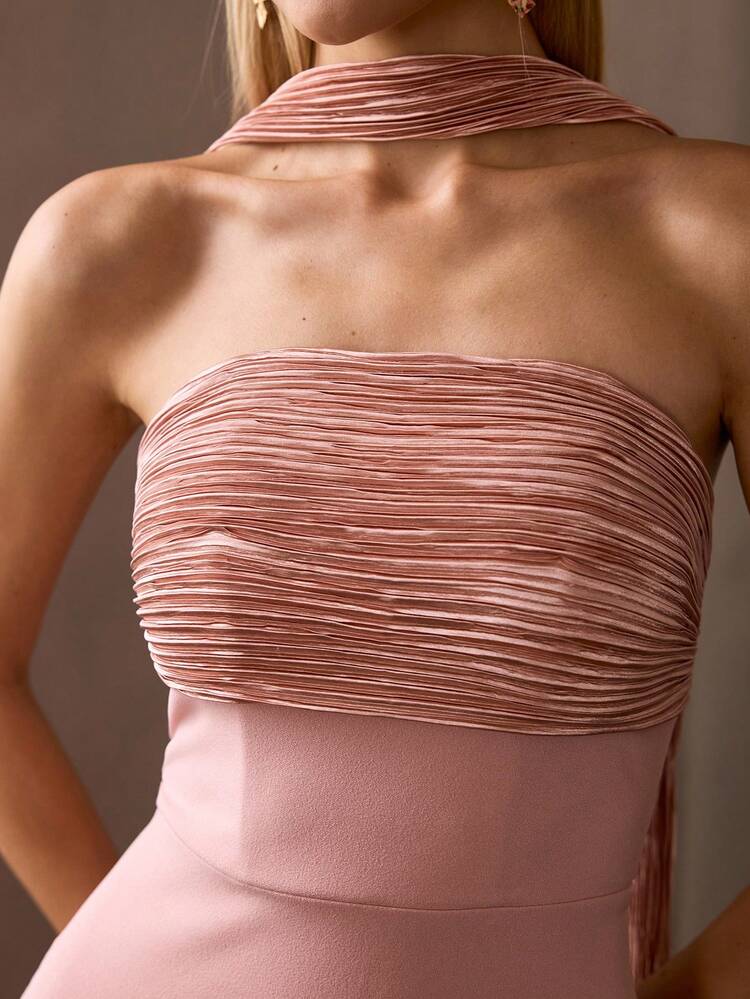 MOTF Soiréza ELEGANT FORM-FITTING STRAPLESS MAXI PARTY GOWN – DETACHABLE COLLAR, CHEST RUCHING COCKTAIL DRESS | PREFER FOR WEDDINGS, GALAS & NEW YEAR'S EVE FOR WOMEN