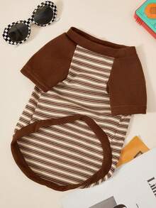 PETSIN 1 Cat Autumn And Winter Clothes Striped Clothing, French Style Teddy Bear, Versatile Base Shirt, Suitable For Winter - Brown - View 6