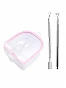 1件/2件/3件套手指形美甲卸甲碗 美甲工具 指甲边缘推棒/指甲边缘剥离器/凝胶指甲油卸除浸泡碗 三件套护理碗 适用于美甲沙龙 - 彩色 - 查看 7