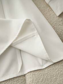 GlowEve 女士梭织面料圆领撞色缎面珍珠蝴蝶结肩部装饰长袖收腰带口袋A字短款优雅派对圣诞节情人节鸡尾酒会连衣裙，秋冬春季 - 彩色 - 查看 8