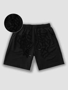 ROMWE MEN Men's Drawstring Waist Pockets Wide Leg Loose Casual Shorts - Multicolor - View 1