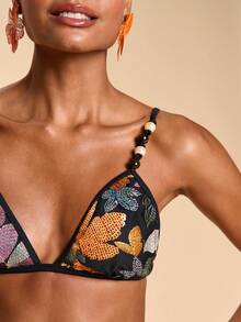 Travachic Women's Sexy Backless Beaded Sequin Embroidery Splice Bikini Set, Beach Vacation Style - Multicolor - View 5