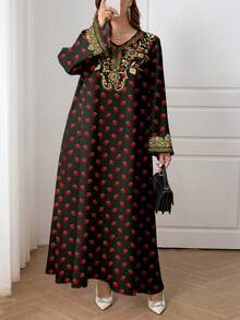 Al Najma 大码草莓印花阿拉伯风格连衣裙 - 彩色 - 查看 3