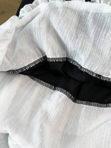 GlowEve CURVE 大码女式复古刺绣拼接亚麻混纺圆领纽扣衬衫，春夏款 - 黑色 - 查看 7