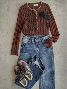 Attitoon Quần Jeans Denim Túi Xiên Thời Trang Thường Ngày Cho Nữ - Rửa nhẹ - Xem 3