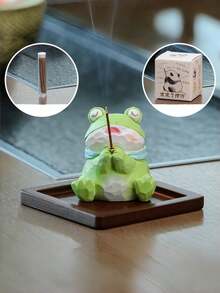 Zazumi 1PC Mini Frog Panda Incense Holder Cute Pet Blessing Design Ceramic Resin Material Desktop Decor Cones Stick Incense Burner For Aromatherapy Meditation Good Luck Charm Gift For Women Men Friends Office Home Study Decor Zen Relaxation Novelty - Multicolor - View 7