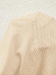 SHEIN Top de manga corta ajustado con borde de lechuga acanalado para maternidad - Albaricoque - Ver 6
