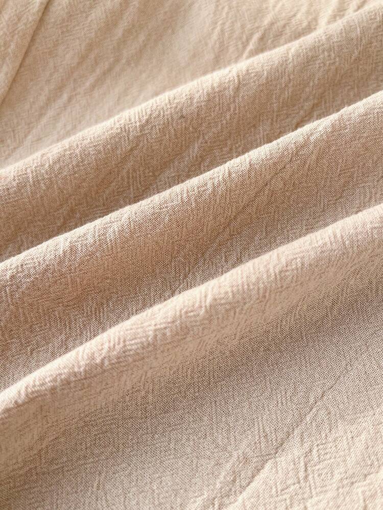 Plus Size Women's Summer Casual Vacation Country Drawstring Waist Linen And Brown Patchwork Pocket Harem Pants, Spring/Summer,Comfortable And Breathable,Summer Holiday,Spring Break, Vacation Women, Holiday For Women,Going Out,2026 New,Simple And Fashionable For Everyday Wear,Suitable For Summer, Vacation, Commute, Daily Wear,Khaki Pants, Cropped Pants