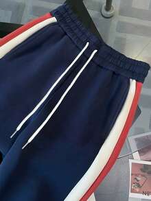 Franclia 179# Women's Color Block Round Neck Short Regular Sweatshirt Set