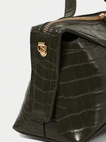 SHECARRY 女士橄榄绿鳄鱼纹压花PU包 - 橄欖綠 - 查看 6