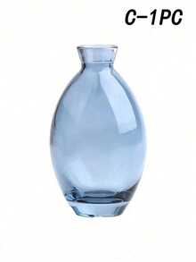 蓝色玻璃花瓶，现代装饰小型迷你花瓶，简约美学，复古可爱，手工制作，迷你婚礼餐桌中心摆件，适合单支玫瑰花，家居装饰，花瓶，中心摆件，餐桌装饰 - 藍色 - 查看 8