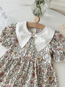LMoss Kids LMoss A 小碎花洋裝配彼得潘領，適合年輕女孩，休閒時尚，適用於春夏季 - 彩色 - 查看 4