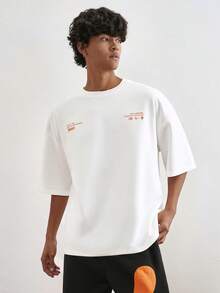 TOKVUE Men's Casual Letter Embroidery Round Neck Drop Shoulder T-Shirt, Summer Barcelona T-Shirt Spanish T-Shirt Mens Graphic T-Shirt - White - View 5