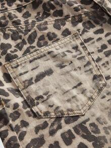 Grunge Punk Y2K Vintage Leopard Print Loose Fit Flared Leg Women Jeans - Brown - View 3