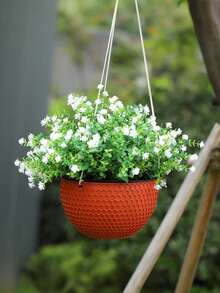 2/6Pcs 35cm/13.78" Artificial Fake Flowers, Artificial Boxwood Plants Imitation Outdoor Plastic Plants, UV Resistant Bushes, Fake Outdoor Plants For Indoor And Outdoor Decoration, Table Centerpiece Vase, Bookshelf, Bedroom, Wedding Celebration Bouquet, Outdoor Garden Decoration, Mother's Day Gift - White - View 2