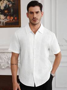 Core Aspect Áo sơ mi nam tay ngắn, vải jacquard, màu trơn, cổ polo, áo sơ mi thường ngày, áo sơ mi trắng, thích hợp cho các hoạt động hàng ngày, tụ họp bạn bè, cuối tuần thư giãn. Đây là món quà tuyệt vời dành cho bạn trai hoặc chồng. Áo sơ mi nam tay ngắn, áo sơ mi nam có họa tiết. - trắng - Xem 6