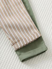 Cozy Pixies 2pcs Baby Boy Elastic Waist Pants With Decorative Ribbon - Green - View 4