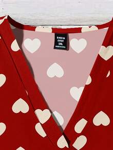 EMERY ROSE 女士休闲简约衬衫，适合夏季，短袖，心形印花，适合情人节穿着。 - 彩色 - 查看 4