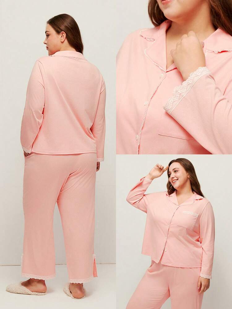 Women Plus Basic Soft Cotton Pajama Set