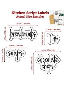 Juego de etiquetas impermeables para la despensa de la cocina, pegatinas de organización para frascos, envases de especias y condimentos, artículos esenciales para la edición del hogar, almacenamiento del hogar, remodelación de la cocina, regalo de inauguración de la casa - Negro - Ver 4
