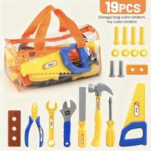 MINKOJA 10/19/30件套儿童过家家工具箱套装，含螺丝刀，逼真工具玩具，适合男孩女孩的互动游戏套装，生日礼物 - 彩色 - 查看 9