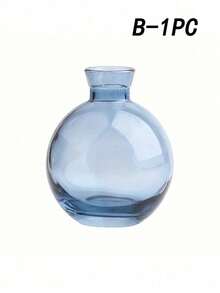 蓝色玻璃花瓶，现代装饰小型迷你花瓶，简约美学，复古可爱，手工制作，迷你婚礼餐桌中心摆件，适合单支玫瑰花，家居装饰，花瓶，中心摆件，餐桌装饰 - 藍色 - 查看 4