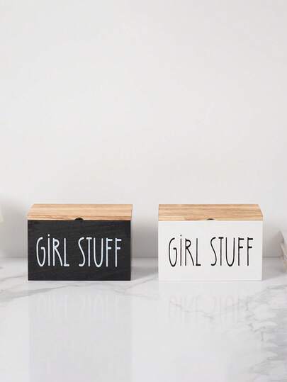 1 Storage Box For Women's Physiological Products, Wooden Bathroom Storage Box With Lid, Beautifully Designed, Cork Material, Black, Non-Washable, Suitable For Feminine Hygiene Products