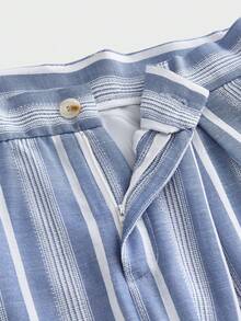 ESTAVOR Men's Waist Button Design Striped Cargo Pants - Baby Blue - View 5