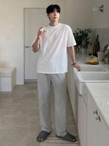 DAZY Bộ đồ ngủ nam ngắn tay gồm áo thun và quần dài, thích hợp cho mùa hè. - Nhiều màu - Xem 4