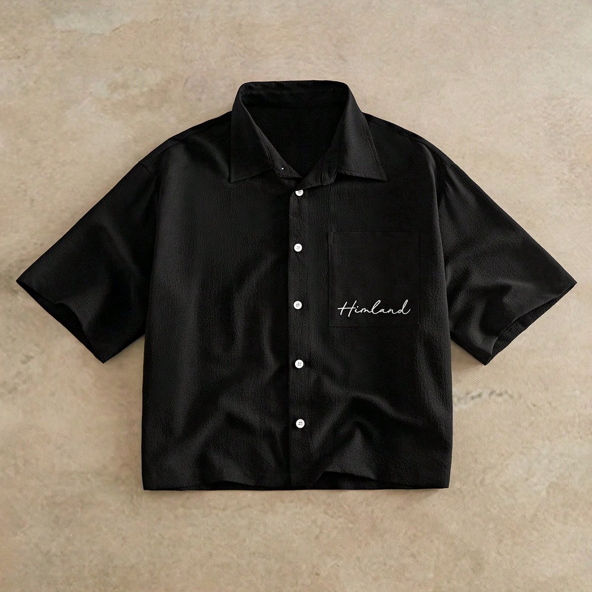 Camisa de manga corta casual de talla grande para hombres con bordado de letras, para verano