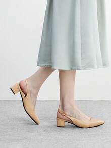 CUCCOO BIZCHIC Elegantes tacones altos puntiagudos, sandalias de tira versátiles y de moda simple para mujer, ideales para ir al trabajo o el Día de San Valentín - Albaricoque - Ver 3