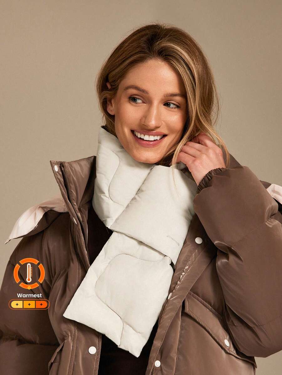 GLOWMODE Frost & Found Two-Tone Insulating Fleece Panel Reflective Logo Puffer Scarf Autumn Winter Outdoors Daily Casual Wear - Apricot - View 1