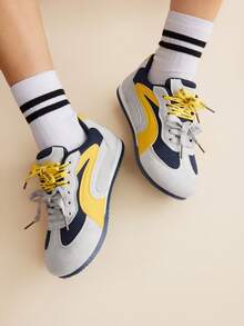 CUCCOO EASI Giày thể thao nữ buộc dây, thoải mái, đa năng cho mặc hàng ngày. - Màu vàng - Xem 12