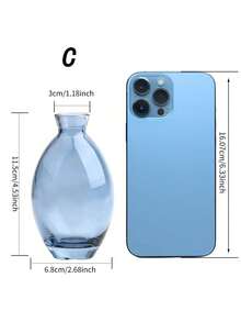 蓝色玻璃花瓶，现代装饰小型迷你花瓶，简约美学，复古可爱，手工制作，迷你婚礼餐桌中心摆件，适合单支玫瑰花，家居装饰，花瓶，中心摆件，餐桌装饰 - 藍色 - 查看 2