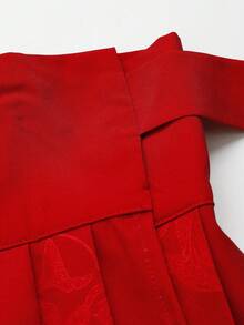 Sweetra 浪漫中国风印花褶皱长款宽松复古喇叭裙